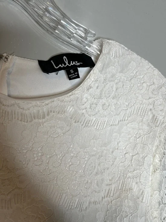 Lulus Take Me To Brunch Ivory Lace Shift Dress size Small - Picture 5 of 7